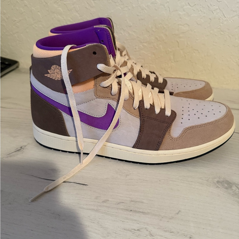 Air Jordan High-Top Sneakers with Purple Accents